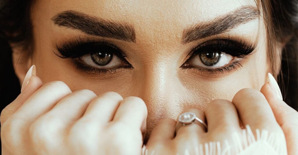 Close-up of defined natural eyebrows
