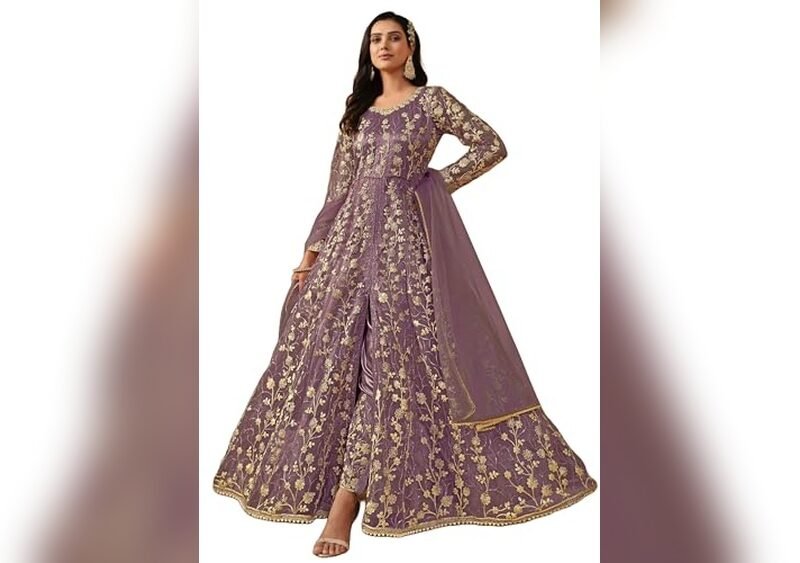 Hand-Tinted Lotus-Silk Ethnic Gowns