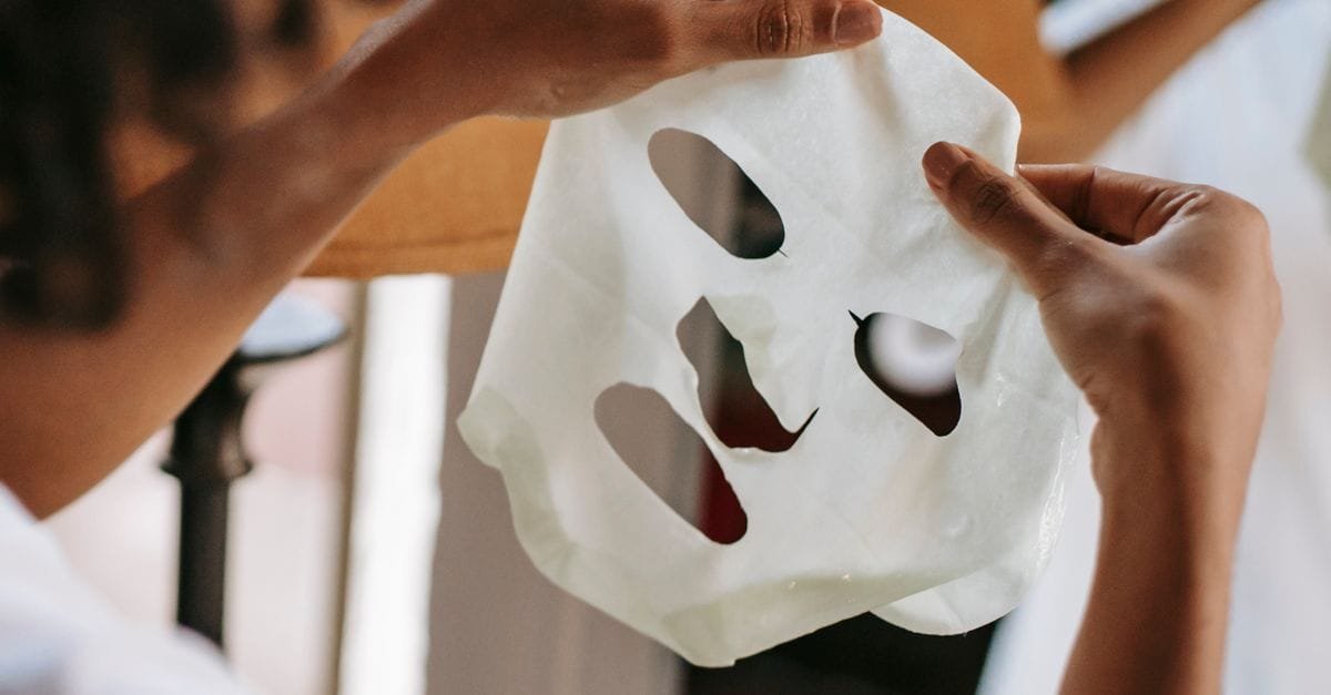 Applying a Korean sheet mask