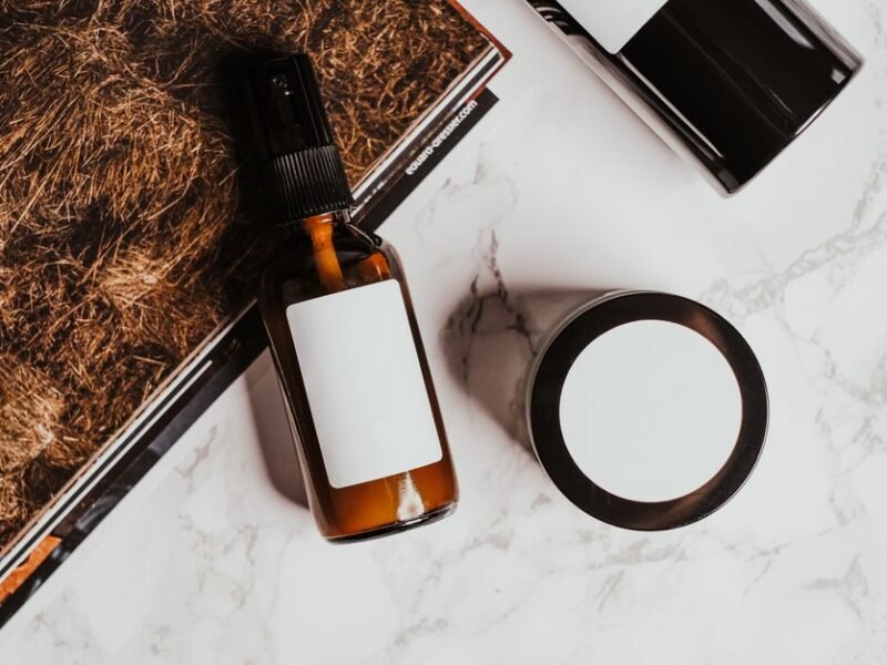Skincare products in order