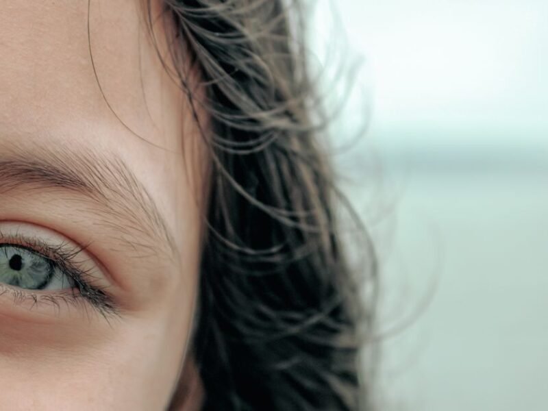 Close-up of a woman&rsquo;s eye area with natural skin