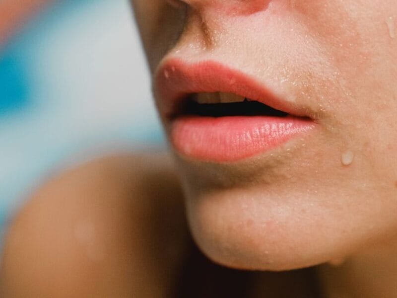 A close-up of a woman&rsquo;s chin and jawline